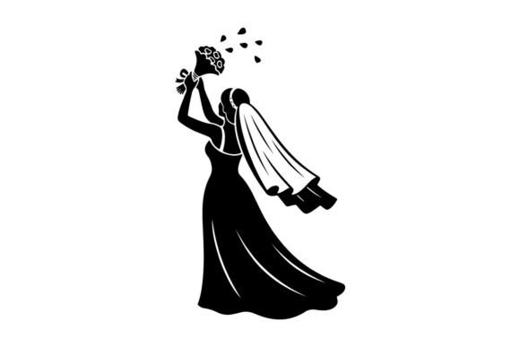 Celebrate Love: The Bride Throwing Bouquet Clip Art