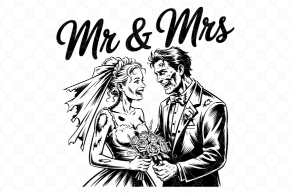 Spookify Your Celebration: Mr and Mrs SVG Zombie Wedding Theme 02