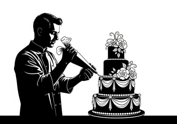 The Allure of Silhouette Man Decorating Wedding Cake