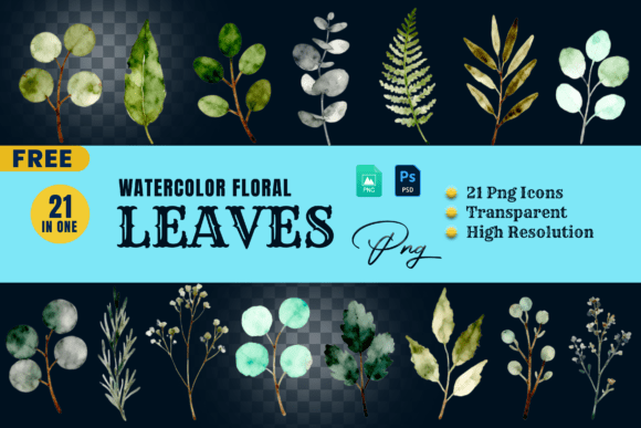 Watercolor Floral Wedding Element Leaves