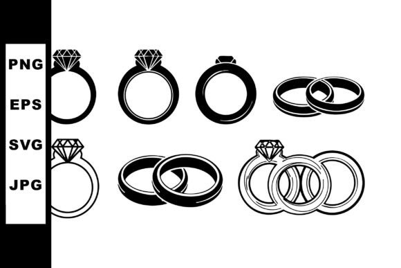 Wedding and Engagement Rings Vector Set: Classic Design Assets