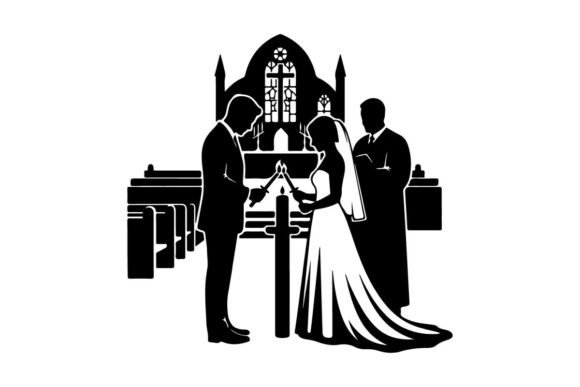 Wedding Ceremony at Gothic Altar with Br: A Modern Gothic Touch