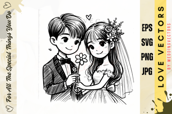Wedding Couple and Love Vectors - C568: Designing with Heart