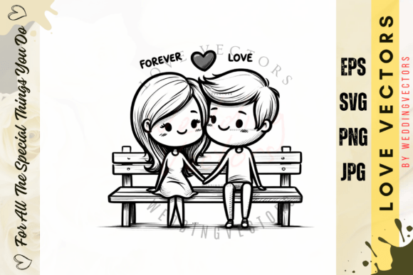 Wedding Couple and Love Vectors - C680: Minimalist Elegance