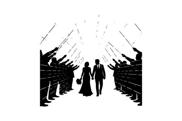 Wedding Couple Walking Through a Ceremony: A Designer's Guide to This Silhouette Clip Art
