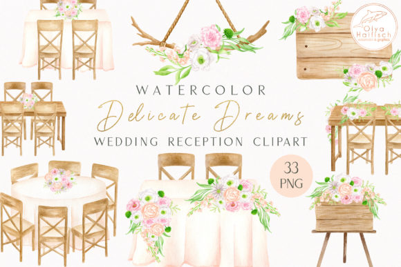 Wedding Reception Watercolor Clipart Set: Your Creative Toolkit